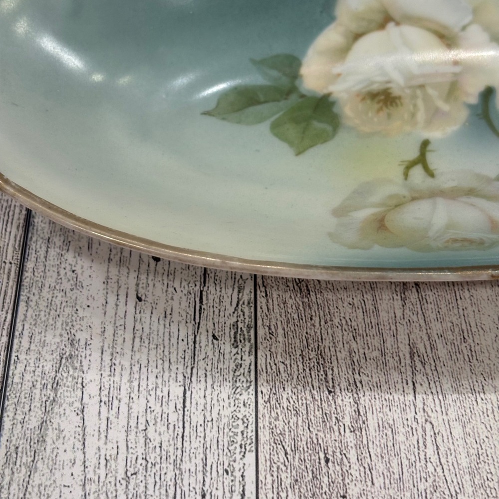 Antique Hand Painted Oval Porcelain China Tray Roses Bavaria Relish Dish‎ Blue - Picture 10 of 10